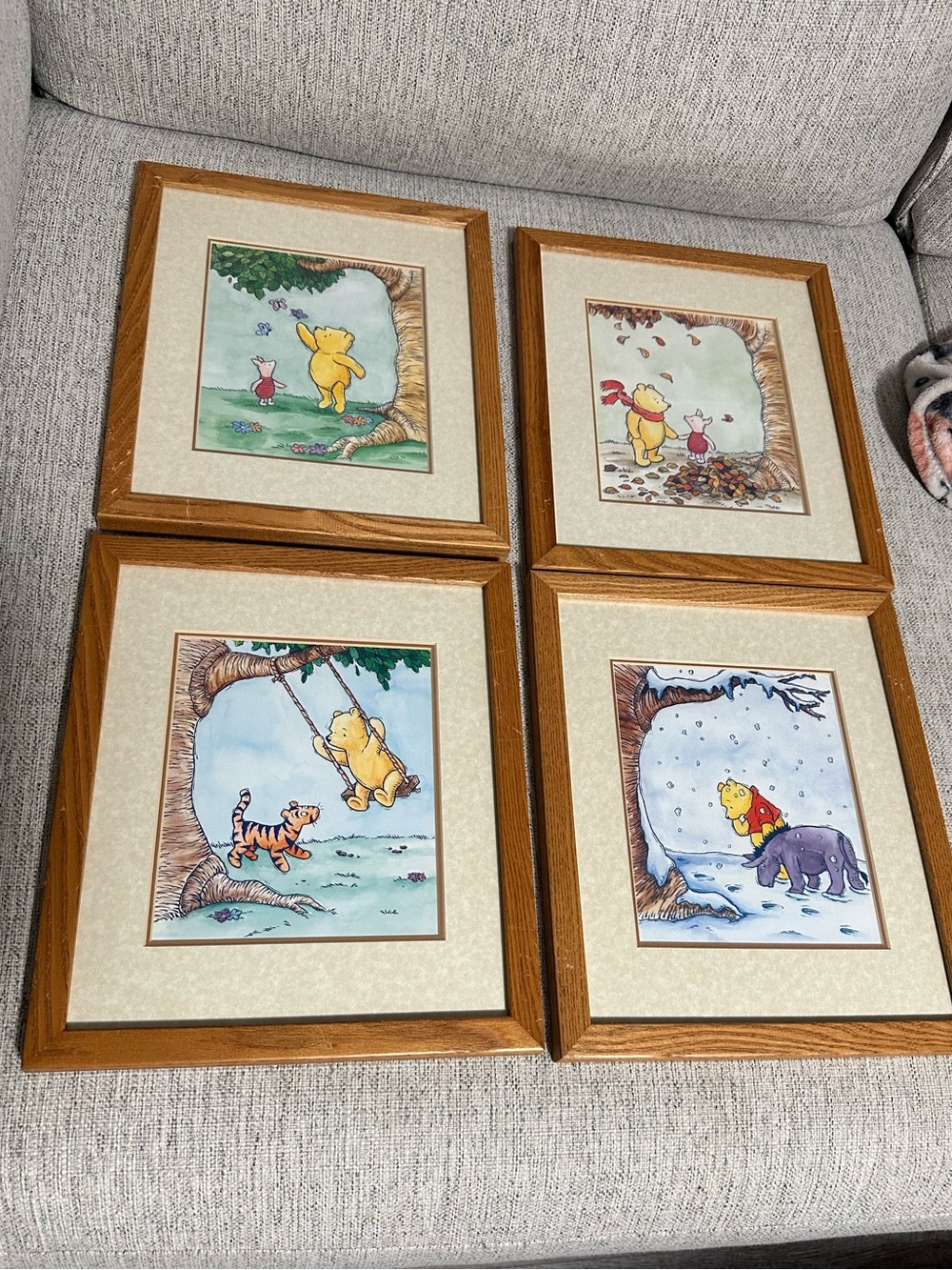 Disney Winnie the Pooh Four Seasons Framed Art Set of 4 Artistic Innovations